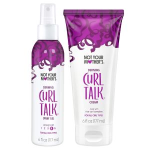 Not Your Mothers Curl Talk Curl Defining Spray Gel and Curl Defining Cream 6 fl oz Each - Formulated with Rice Curl Complex - For All Curly Hair Types - Citrus Jasmine Scent