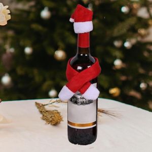 MINIAT 2Pcs/set Christmas Wine Bottle Cover Set Santa Claus With Hats Bottle Ornament Set Elegant Creative Table Decoration Set Christmas Party