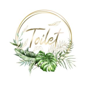 YES LADY Self-Adhesive Flower Toilet Logo Wall Sticker Waterproof Removable WC Door Decor Creartive DIY Toilet Plant Signage Sticker Toilet