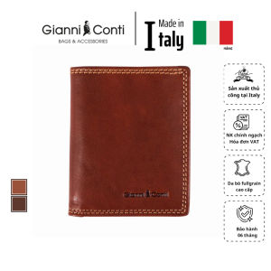 Ví Đứng Gập Đôi Bằng Da Thật Màu Nâu Đậm - Gianni Conti - Sản Xuất Thủ Công Tại Ý_917387-28