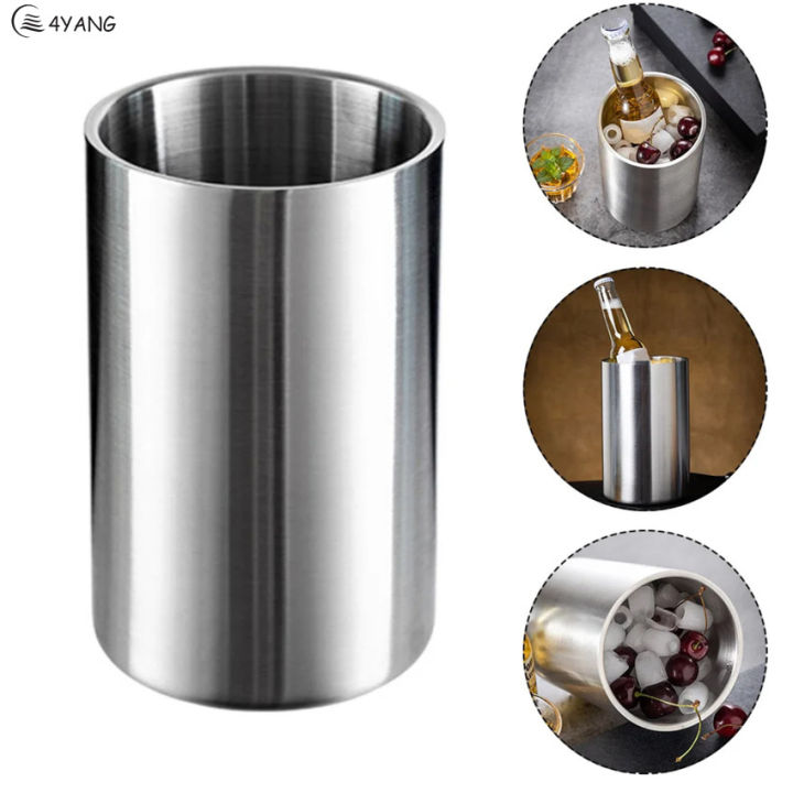 Wine Chiller Bucket Stainless Steel Champagne Wine Cooler Beer Ice ...