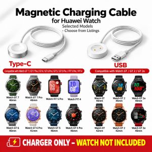 For Huawei Watch Watch GT7 6 5 4 3 Pro GT 2 Fit 5 4 Series Replacement Charging Cable Smart Universal 1M Magnetic Charger