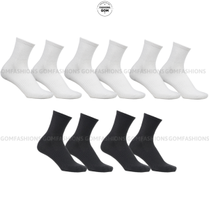 Combo 5 đôi tất nam nữ cổ trung trơn màu vớ cổ lửng nam nữ trơn màu chất liệu cotton co giãn dày dặn thoáng khí - GOM-KLB-TRONLUNG-CB5