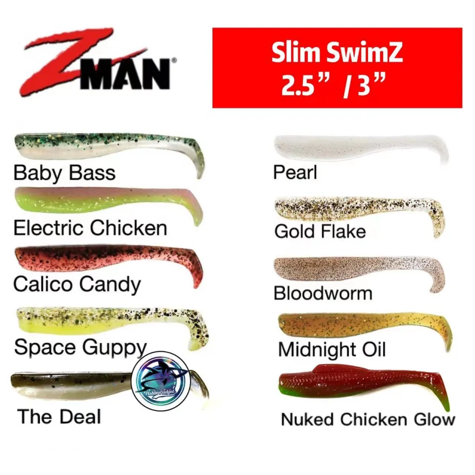 ZMAN SLIM SWINZ Soft Lure Soft Plastic SP Haruan Killer 2.5 3