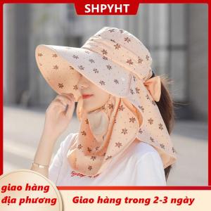 [COD] SHPYHT Giao hàng địa phương Nữ mùa hè Sun hat UV bảo vệ đi xe đạp lớn vành hat với cổ Flap khăn choàng mũ ngoài trời bảo vệ có thể tháo rời mặt lưới thoáng khí cap