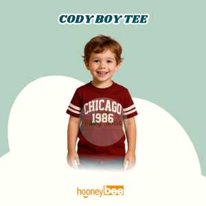 Hooneybee Cody Boy Tee Maroon - Kaos Anak Cowok [Size 2-10 Tahun] Baju Anak Laki-Laki