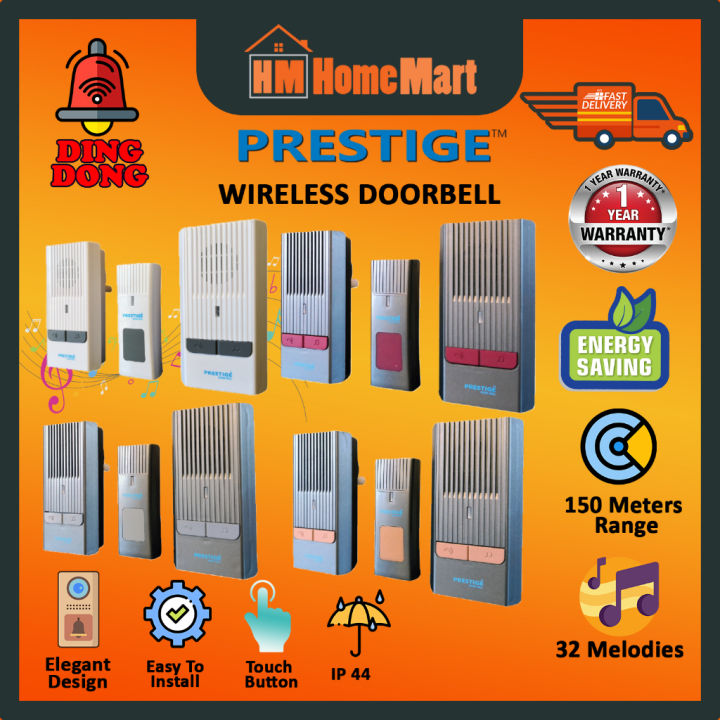 PRESTIGE Wireless Door Bell PLS2XDB606W (1 Year Warranty) Lazada