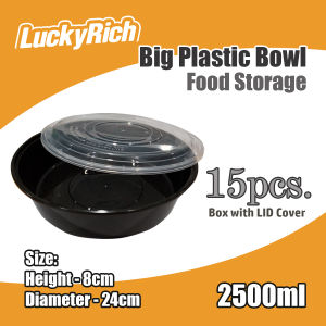 LuckyRich - Big Plastic Bowl 15/30pcs 2500ml with tight lid cover - Big bowl Food storage