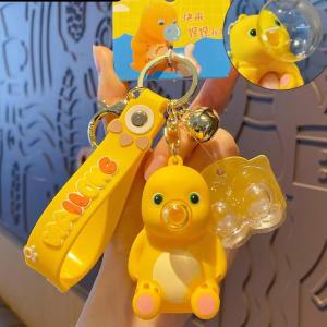 HAHA TOY NaIlong Gantungan Kunci Dino Kuning Gantungan Kunci Bubble Keychain Free 2 Gelembung Pengganti