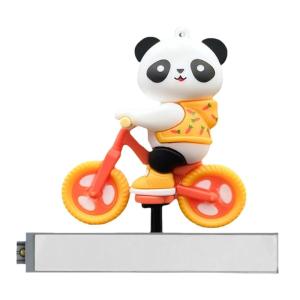 Đáng yêu đi xe đạp Panda nội thất xe hơi hộp giữa màn hình Đồ trang trí trượt tự động tự dính trang trí