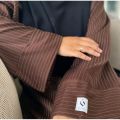 Abaya Gamis Dress Muslim Motif Salur Bahan LID Semiwoll Premium. 