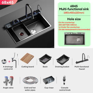 HYM 304 Stainless Steel for Kitchen Sink Complete Set Household Advanced Sink Waterfall Sink Heavy Duty With Faucet Set