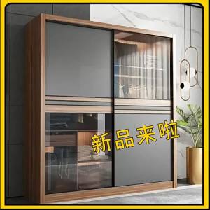 Nordic sliding door wardrobe home bedroom small unit cabinet simple modern sliding door storage combination complete wardrobe set