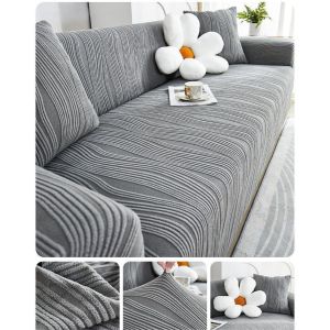 Elastic Full Package Sofa Cover Jacquard Velvet Fabric Four Seasons Universal Stripe Non slip Mat Sofa Seat Cover