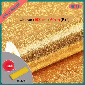 walpeper dapur anti air dan api anti minyak 6M X 60cm bahan alumunium foil motif granit marble krem