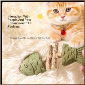 ของเล่นแมว ของเล่นเหมียวแสนสนุก ไม้กวาดฟัน ปลาจําลอง ทนต่อการขีดข่วนและทนต่อการกัด ไม้หอม polygonum multiflorum