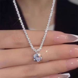 Dây Chuyền Bạc Kim Cương Sáng Lấp Lánh Sang Trọng Quí Phái DCGAIBACZIRCON21