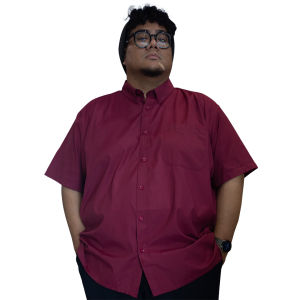 PLATINUM Plus Size Plain Oxford Short Sleeve Shirt PM8340 Big Size Business Formal Shirt