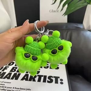 HJK GStar Cute Plush Doll Pendant Keychain Bag Ornament Multi-Purpose Small Fluffy Balloon Keychain Small Briquettes Cute Bag Ornaments Car Keychains Mobile Phone Pendants