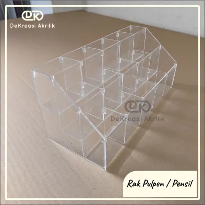 Rak Pulpen Akrilik Rak Pensil Akrilik susun 5 Slot per baris perlengkapan etalase fotocopy/warung kelontong