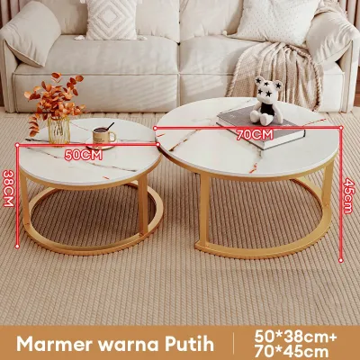 Meja Kopi Meja Kopi Aesthetic 70cm+50cm Meja Tamu Sederhana Modern Rotundity Meja Minimalis