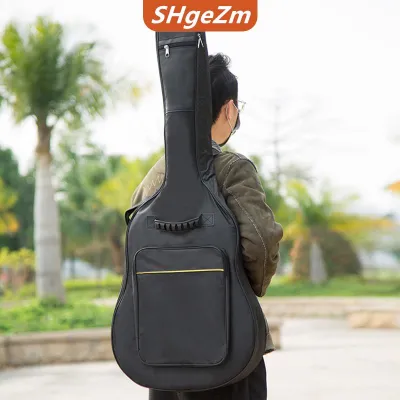 [COD] SHgeZm 41 inch Acoustic Guitar túi không thấm nước rip-Stop Oxford Nylon Dây đeo đôi độn Đen Guitar trường hợp biểu diễn Ba lô âm nhạc instrum
