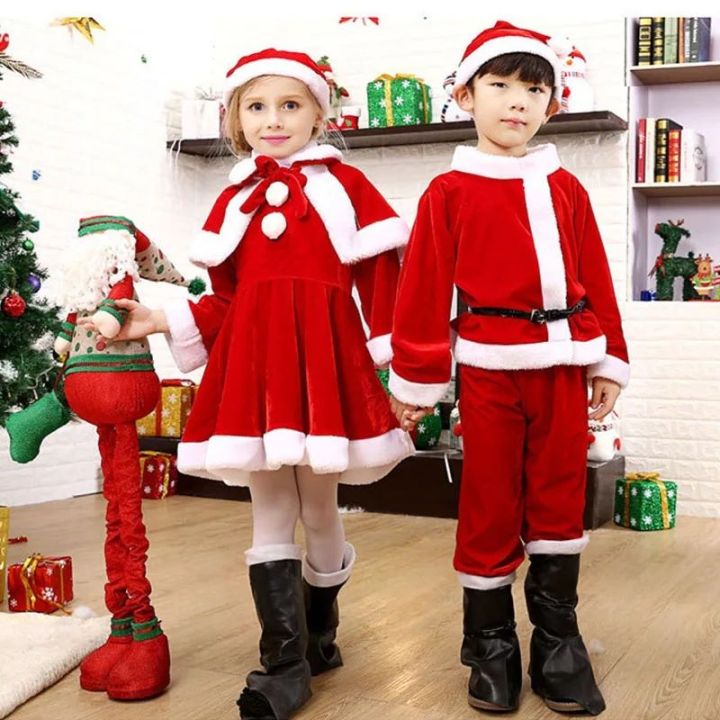 Kostum Santa Claus Anak Beludru Cosplay Santa Claus Costume