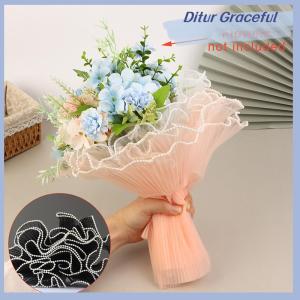 Ditur Packaging Material Supplies 28X400cm Flower Wrapping Paper Wave Yarn Lace Mesh Florist Bouquet Party Valentine Gift