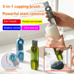 3 In 1 Multipurpose Bottle Gap Cleaner Brush Rotatable Cup Lid Cleaning Tools No Dead Silicone U-Shaped Brush