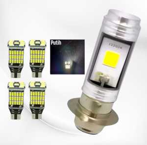 PAKET HEMAT LAMPU MOTOR H4 LED 2 SISI PLUS LAMPU SEN DAJJAL SEN KEDIP LED SUPER TERANG DEPAN BELAKANG UNIVERSAL SEMUA MOTOR ISTANAMOTOR55