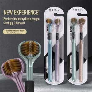 NEW VIRAL !!! Sikat Gigi Dewasa Sikat 3D Tiga Sisi Spesial Ultra Lembut Bersih Toothbrush Gusi sensitif & Behel Kawat Gigi 2 in 1