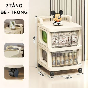 Kệ xe đẩy 345 tầng có bánh xe nhựa spa ăn vặt bỉm sữa tiện lợi đa dụng cho gia đình Easy Stuff
