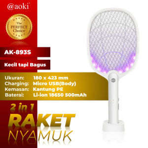 Aoki Raket Nyamuk Listrik Cas + Senter LED Rechargeable 2 In 1 - AK893S