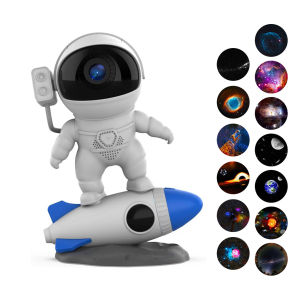 Astronaut Galaxy Projector Star Night Light 4K HD Planetarium With 12 Film Discs 360 Degree Rotation Timer 8 Color Rocket Lamp Kids Bedroom Decor Ceiling Home Gift