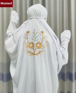 Mukena Terusan Dewasa Bahan Katun Polino Pakai Inner Motif Bordir Bunga Alysum Pita