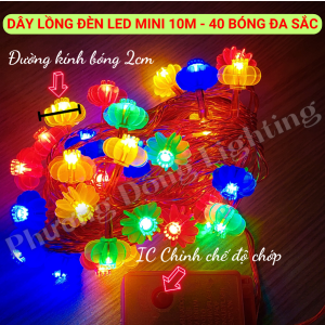 Dây lồng đèn LED mini 10m - 40 bóng Đa sắc Trang trí siêu đẹp