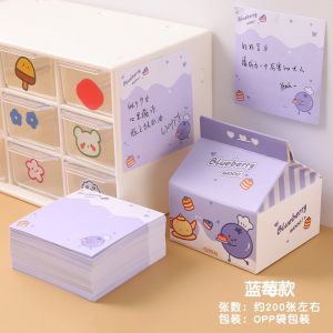 พร้อมส่งในไทย กระดาษโน๊ตแบบไม่มีกาวในตัว จุใจ 200 แผ่น ลายกล่องนมผลไม้ กระดาษโน๊ตน่ารัก กระดาษโพสอิท Sticky Note