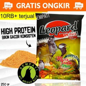 SEMPATI Leopard Seaweed Crumble Voer Pur Pakan Burung Murai Kacer Cucak Anis Jalak Cendet Leopard Rumput Laut Crumble Makanan Burung Anti Stress Gizi Lengkap Rajin Bunyi