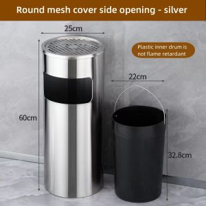 Trash Can Stainless Steel Trash With Inner Bin Hotel Vertical Peel Lobby Outdoor Box