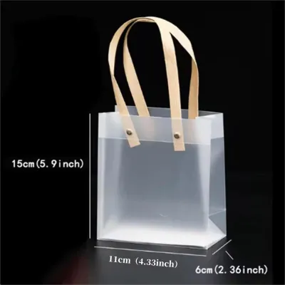 10PCS/set Frosted Plastic bags clean with Handles PVC souvenir tote bag transparent color gift wrapping bag Shopping Tote Bag Plastic Transparent Gift Bags Packaging Bag for Wedding Shopping School Birthday Party Souvenirs Christmas Supplie