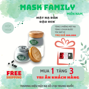 MASK FAMILY - Mặt nạ bùn dưỡng ẩm và trẻ hóa da đậu đen 145g - (lọ)