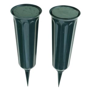 2Pack Outdoor Memorial Vases for Graveside Features Artificial Flowers Fixing Holders Plastic Base
