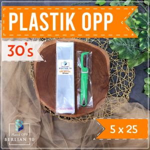 (100 Pcs) Plastik OPP Lem 5 x 25 cm 30’S Micron – Kemasan Ramping Lebar untuk Stick Brownies Permen Panjang dan Souvenir Handmade Eksklusif