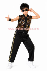 READY STOCK Kids Children Hip Hop Street Dance Jazz Dance Glittering Shining Sequin Costume Pre-school Kindergarten Concert Dance Wear DISCO K-POP