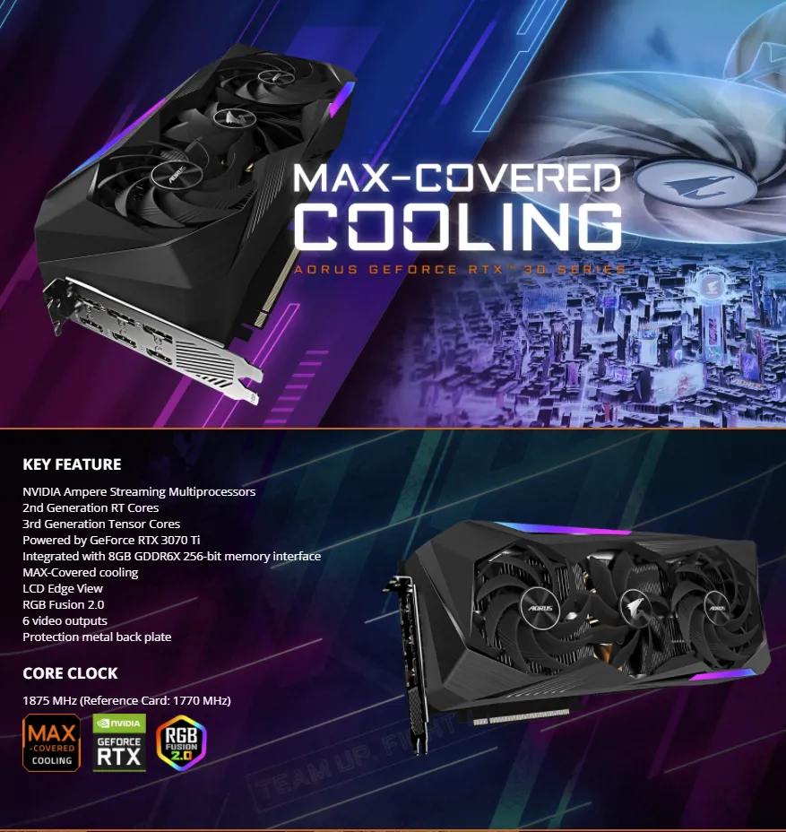 GIGABYTE AORUS GeForce RTX 3070 Ti Master 8GB GDDR6X PCI Express
