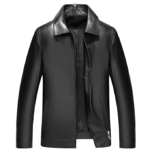 Men Jacket Leather Motorcycle Lapel Versatile Personality Slimming Zipper Pocket Mens Wash Leather Coat [ZeroDis]