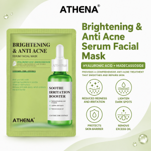 [Acne Defense] ATHENA Soothing Serum Facial Mask • Madecassoside & Hyaluronic Acid Formula • Reduces Irritation Controls Oil & Brightens Dull Acne Marks