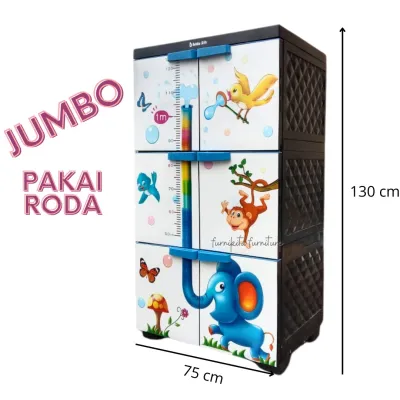 JUMBO - LEMARI PAKAIAN PLASTIK BUBBLE STAR DINO GAJAH JERAPAH RODA [BSTAR]