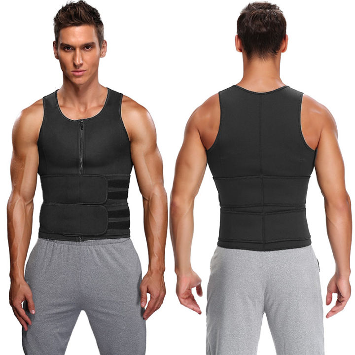Mens Waist Trainer Vest Body Shaper Compression Shirt Tank Top Workout Fat  Burn