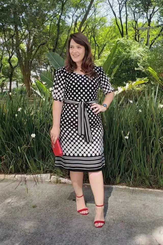 Plus Size Elegant Women's Formal Office Wear Style Polka Dot Print